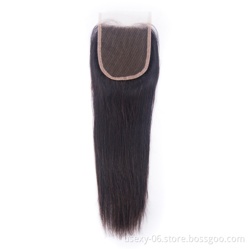 cheapest 4*4 lace closure  100% brazilian Straight  Human hair swiss  Lace Closure